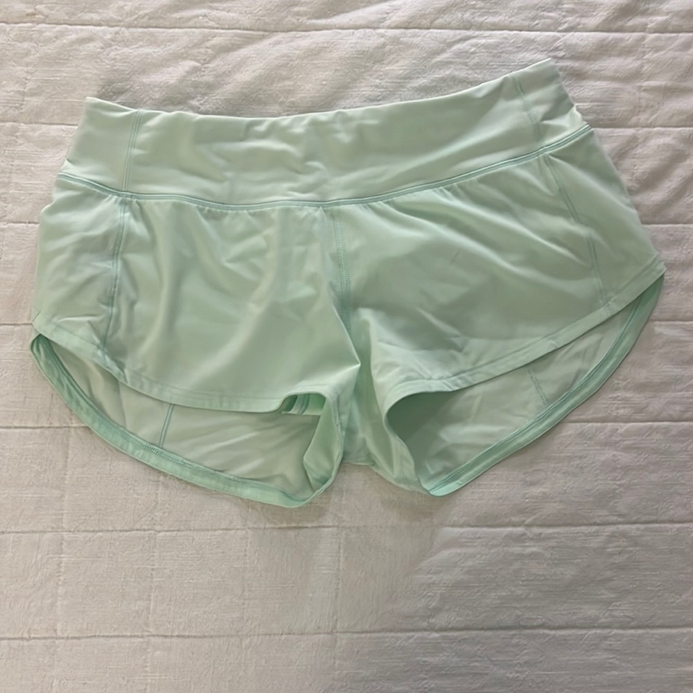 mint green lululemon speed up shorts